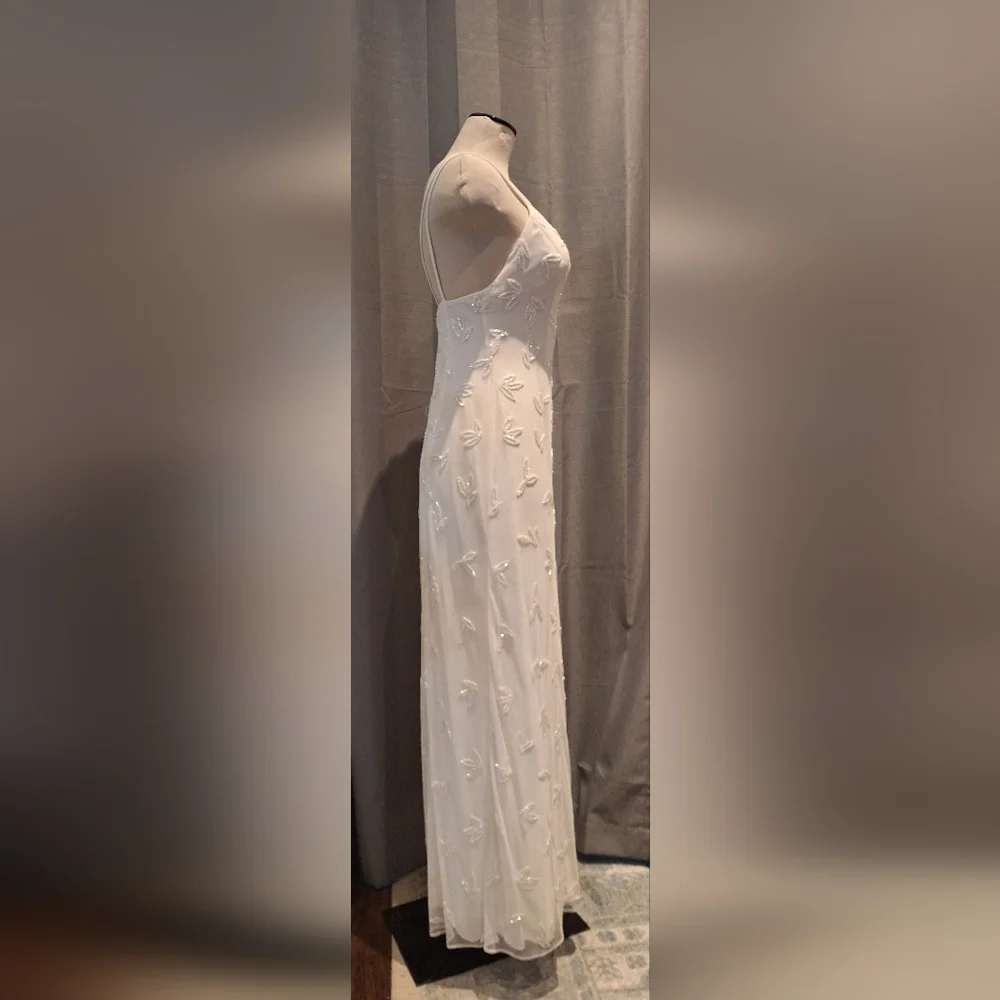 K Lily Ivory White Beaded Maxi Evening Dress Size 8 - Picture 4 of 12